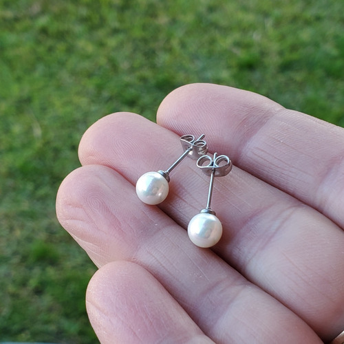 Aros Acero Quirurgico Cardinal Perla Blanca 6mm