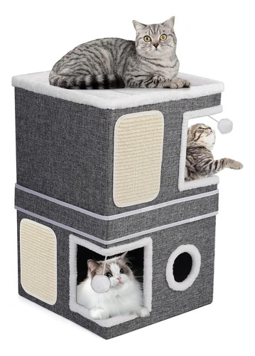 Casa Para Gatos De 2 Pisos Para Gatos De Interior, Separada
