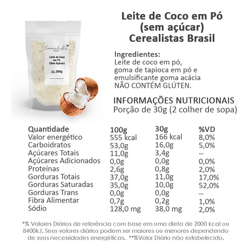 Leite De Coco Em Pó Kit 4x 500g Zero Maltodextrina E Açúcar