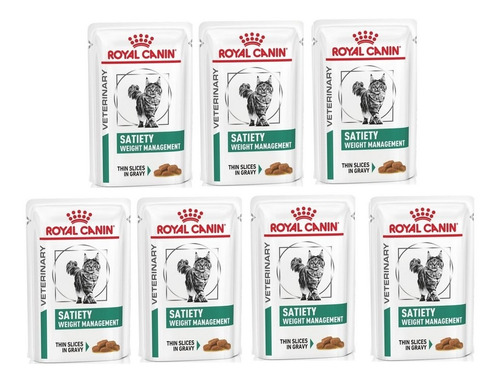 Kit 7 Unidades Ração Feline Satiety Sachê 85g Royal Canin