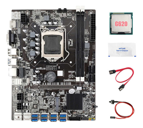 Placa Base B75 Eth Mining, Adaptador Usb 8xpcie+cpu G620+con