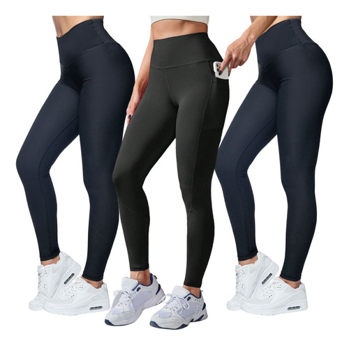 Combo (x3) Leggins Surtido Tela Suplex Gruesa Anticelulitis 