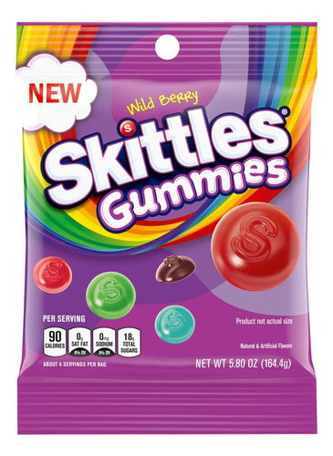 Skittles - Gomitas De Frutas Silvestres, Bolsa De 5.8 Onzas