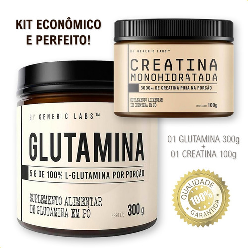 Kit C 1 Glutamina 300g + 1 Cretatina Monohidratada 100g Top!