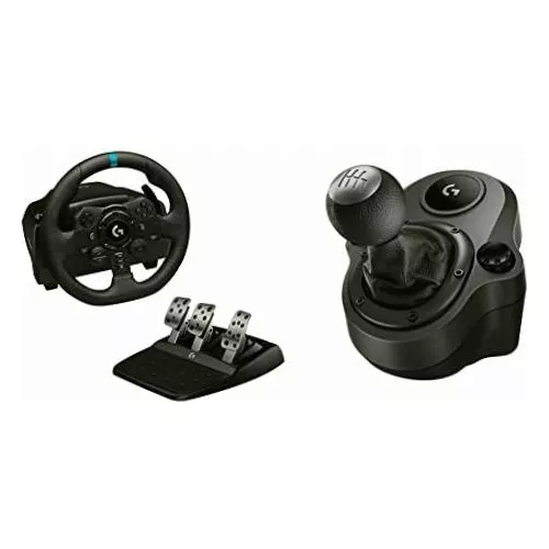  Logitech G923 - Volante con palanca de cambios Driving Force y  pedales para Xbox X/S, Xbox One y PC, con cubierta de volante de cuero  genuino : Videojuegos