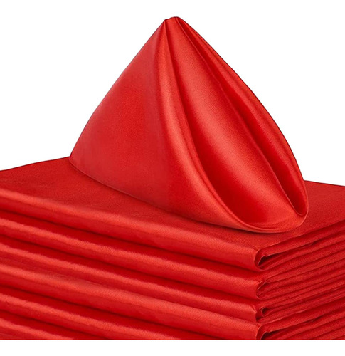 10 Servilletas De Satén De 18,90 Pulgadas X 18,90 Rojo