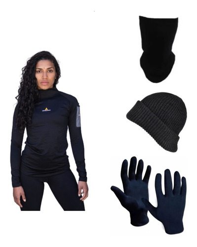 Camiseta Térmica  Mujer Urban+guantes Termicos+ Gorro+cuello