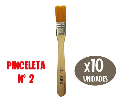 Kit 10 Pinceletas N° 2 De Cerda Sintética Brocha  Anchos