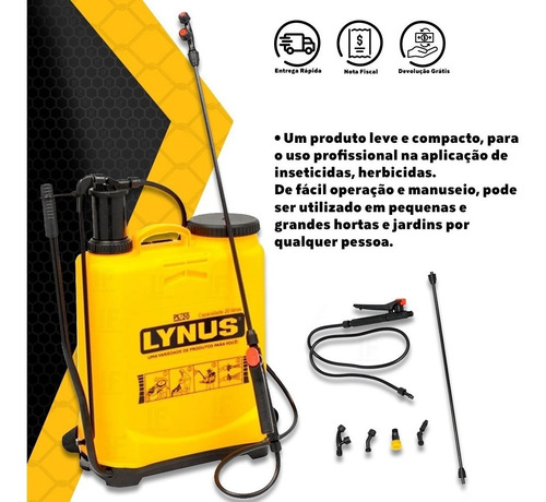 Pulverizador Costal Manual Agrícola Lynus Pl-20 20 Litros