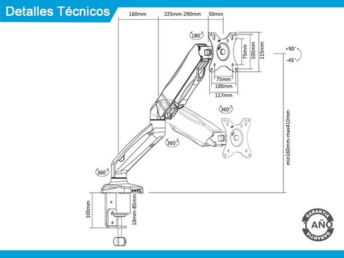 Imagen 6 de 7 de Soporte Intelaid IT-DBGS de mesa para TV/Monitor de 13" a 27" negro