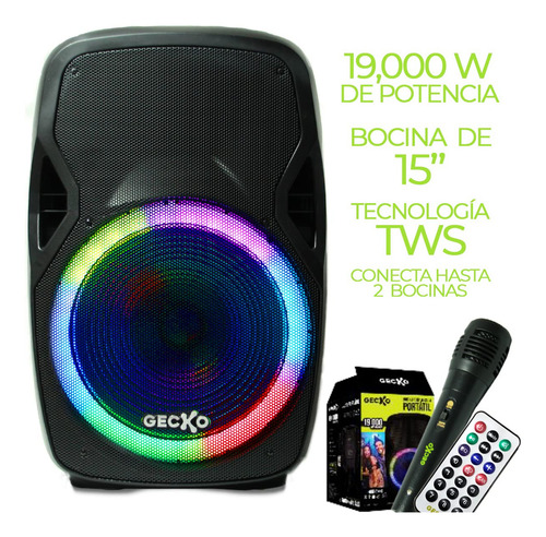 Bocina Gecko Electronics, Línea X, Modelo Y, Color Negro, 220V - Sonido potente y diseño moderno para disfrutar de tu música.