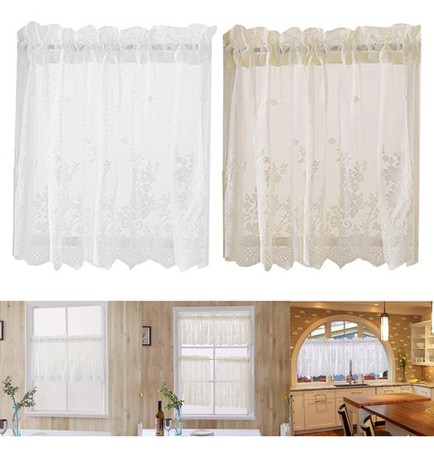 New 2pcs Media Cortina Cenefa De Ventana Corta For Cubrir La