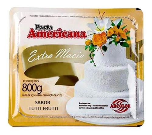 Pasta Americana Branca Sabor Tutti-frutti 800g - Arcolor