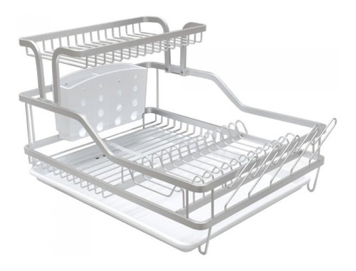 Secaplatos Escurridor Doble Con Bandeja Aluminio Inoxidable