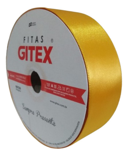 Fita De Cetim Nº9 Larg 38mm Rolo De 50m - Cores Cor Amarelo Ouro Cor 115