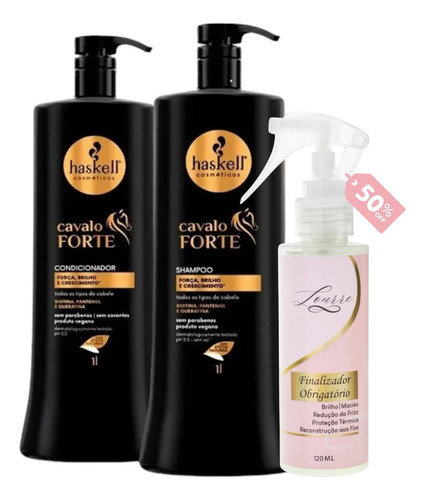 Kit Cavalo Forte Haskell Sh + Cond 1l + Finali Lourre 120ml
