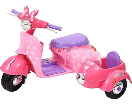 Moto Elétrica Infantil Sidecar Com Banco De Carona Minnie Cor Rosa