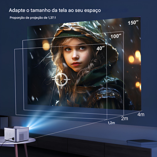Projetor Magcubic Hy350 Pró Hd 4k 1080p Wifi6 Led 580 Ansi Preto