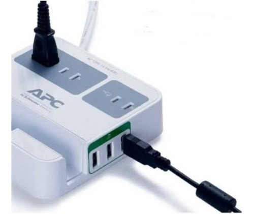 Apc Protector De Voltaje Con 3 Tomas Corriente  3 Usb Carga 