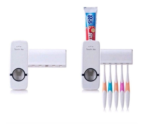 Kit 2 Dispenser Aplicador Pasta Dente Suporte Escova Dental