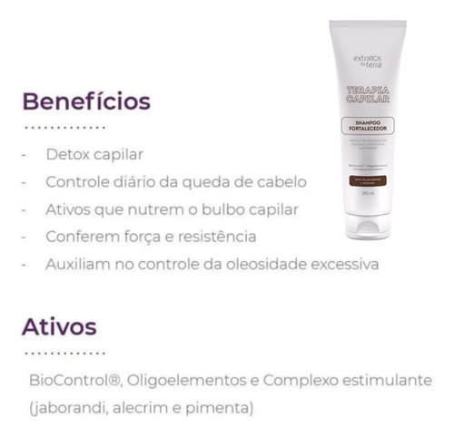 Terapia Capilar Shampoo Fortalecedor 250ml Extratos Da Terra