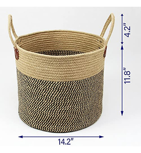 Cesta Grande De Yute Natural Con Asas Para Hogar