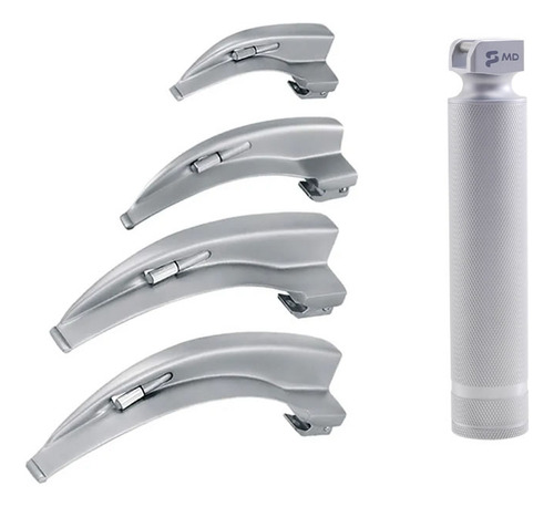 Kit Laringoscópio Com Cabo + 4 Lâminas Curvas Md