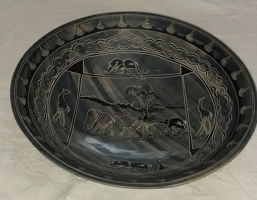 Antiguo Centro De Mesa Frutera Piedra Tallada Bellísima ! (Usado)