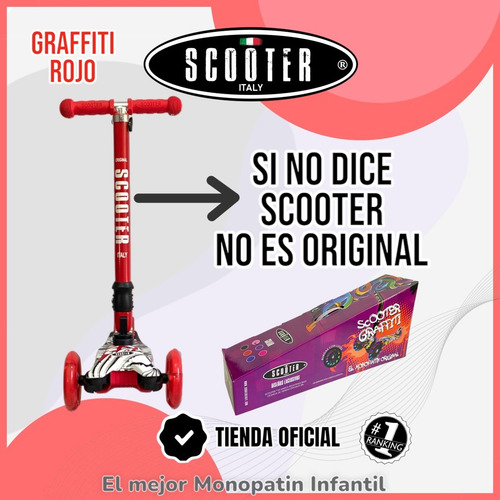 Monopatin Graffiti 4 Ruedas Scooter Italy Original Plegable