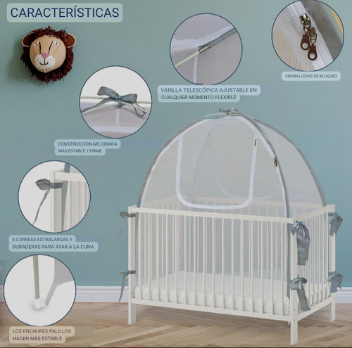 Mosquitero De Cuna Tipo Carpa Con Cierre Protección Total