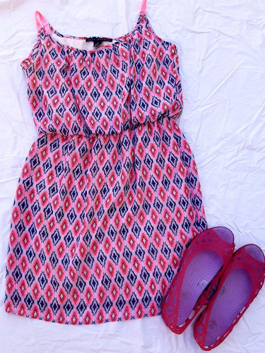 Vestido Corto Talle S Con Elástico Musculosa Cómodo Fresco