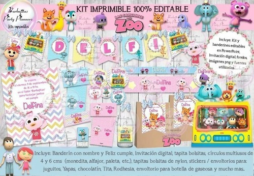 Kit Imprimible Las Canciones Del Zoo Rosa 100% Editable