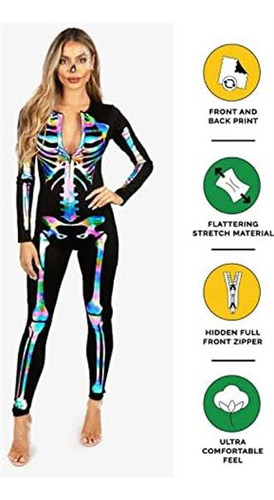 Disfraz De Esqueleto Para Mujer/talla S/iridiscente