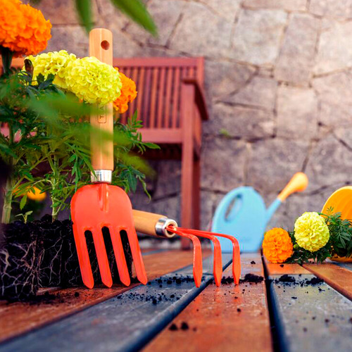 Kit 3 Garfos 4 Dentes Jardinagem Aço Ferramenta Tramontina