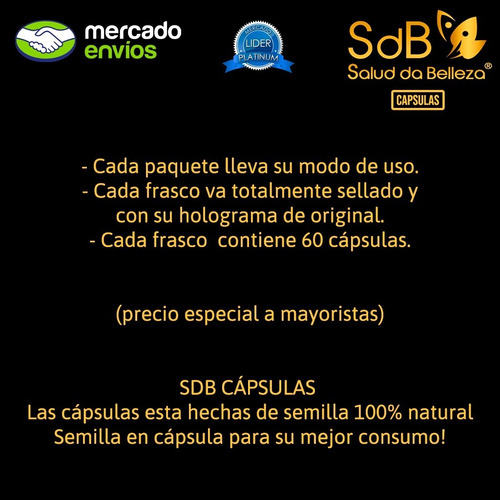 Semilla Sdb 5 Frascos, Cada Frasco Para 2 Meses