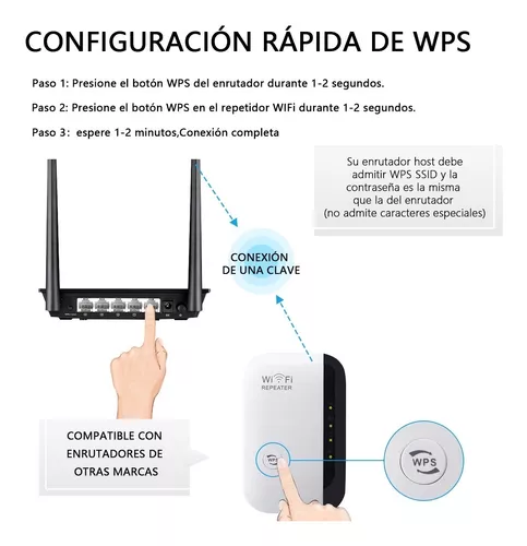Repetidor Wifi Amplificador Señal 300mbps 2.4g 110/230v Wps