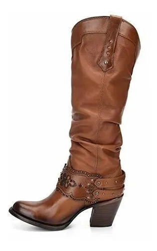 Botas Cuadra Fashion Cowgirl Mujer Color Dorado - Piel Vaca