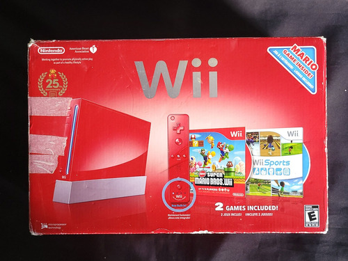 Wii Rojo Retro + Base + Cables + Controles + Caja A