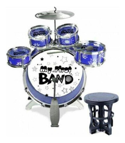 Bateria Musical Infantil Rocky Party 12 Pecas Pedal Banqueta