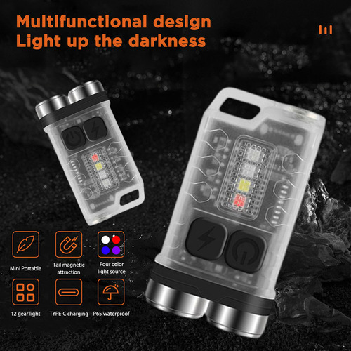 Llavero Con Carga Usb Tipo C, Mini Linterna Edc, 900 Lm