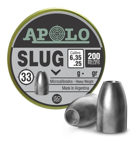 Chumbos Apolo Slug 6.35 X 200un 33 Grain 