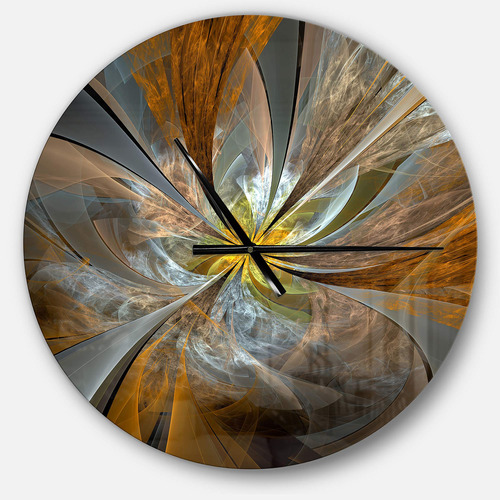 Designart - Reloj De Metal Moderno De Gran Tamano Con Flor F