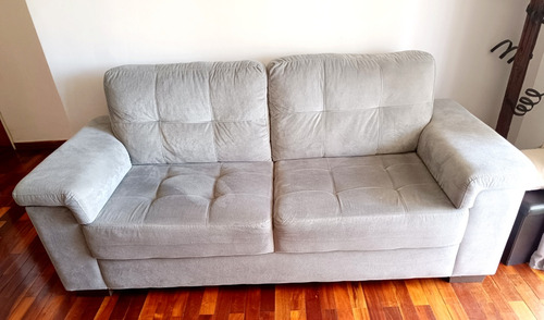  Sofa 3 Cuerpos Tela Gris Luares - Alcohol Clean