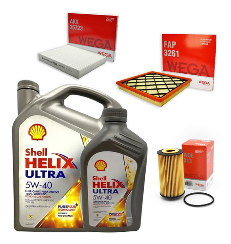 Kit 3 Filtros + 5l Aceite Shell 5w40 Chevrolet Cruze 1,8