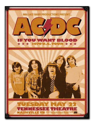 #1162 - Cuadro Decorativo Vintage - Ac/dc Rock Música Poster