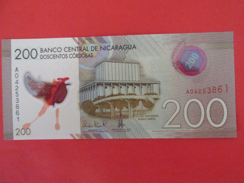  Billete Banco De Nicaragua 200 Cordobas Año 2014 Unc