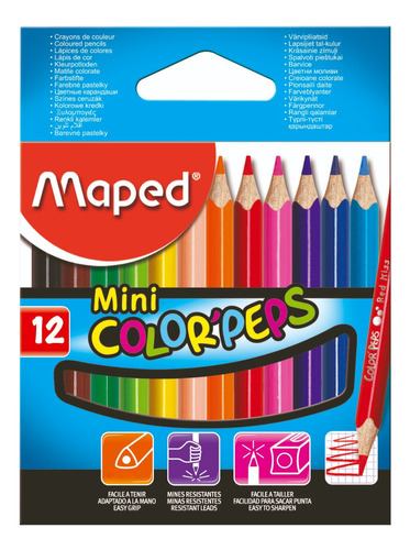 Lapices Pinturitas De Colores Maped Color Peps X12 Cortas Color Del Trazo Grafito Color