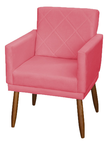 Kit 3 Poltronas Decorativas Para Sala De Espera Manicure Cor Rose Desenho Do Tecido Suede Liso