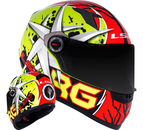 Capacete Ls2 Ff358 Renato Garcia Yellow Red