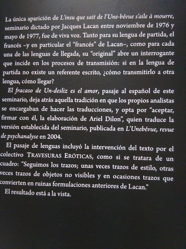 Imagen 2 de 3 de Seminario 24 De Lacan. L Insu -tt-